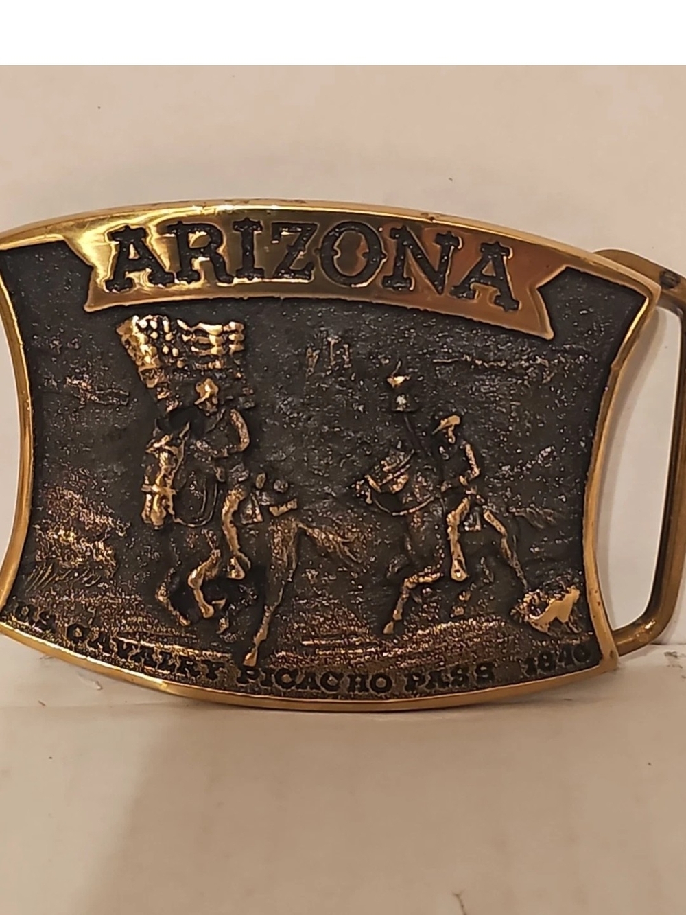 Arizona Western-Style Brass Belt Buckle in Antique Bronze
